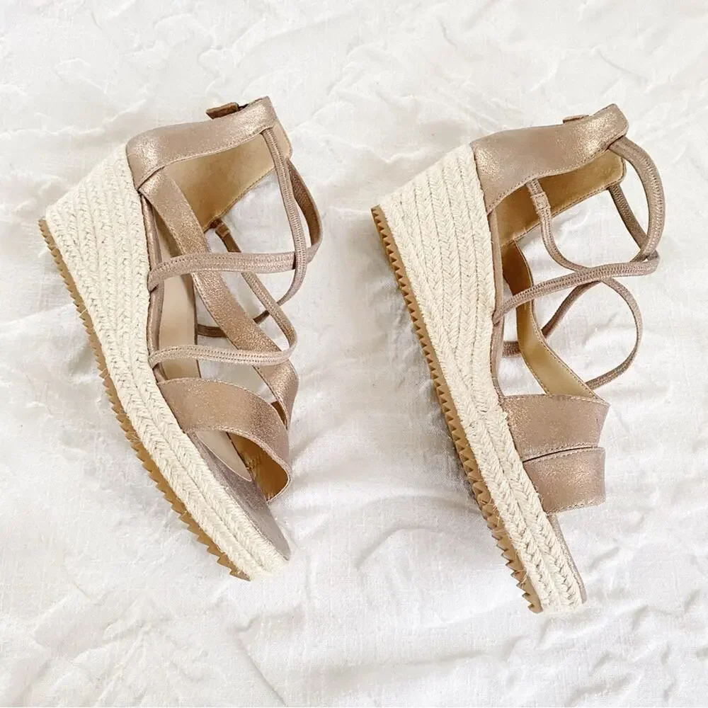 Eileen Fisher Wanda Metallic Suede Espadrille Size 11 New